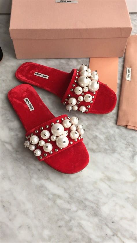 miu miu slippers with pearls|miumiu shoes usa.